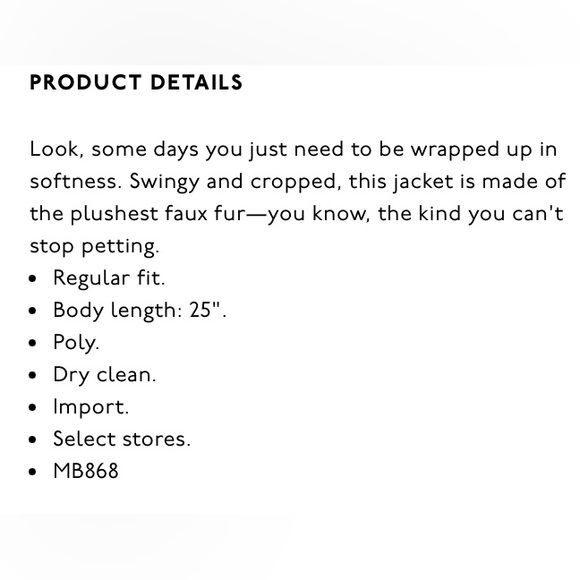 NWT | Madewell | Faux-Fur Crop Coat - Picture 5 of 16